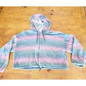 Next Era Pink, Teal & Purple Hoodie Ladies Size Large Striped Hoodie Vintage